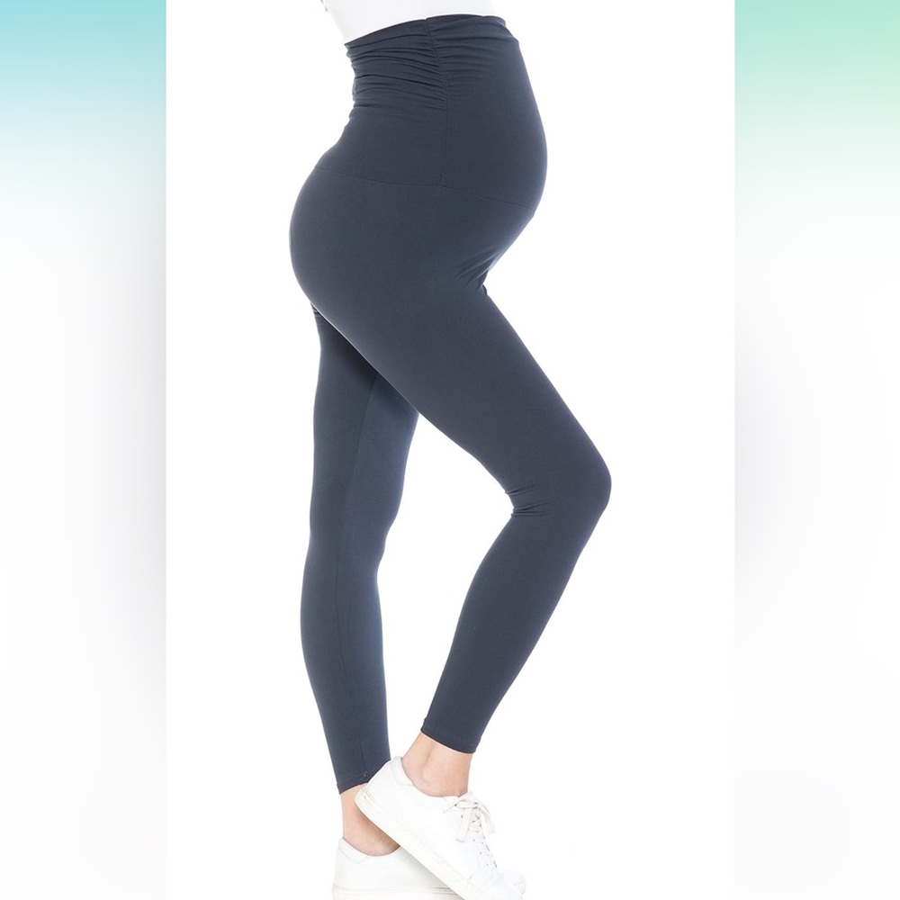 Leggings Depot Women's Maternity Leggings - Over The Belly - Gray